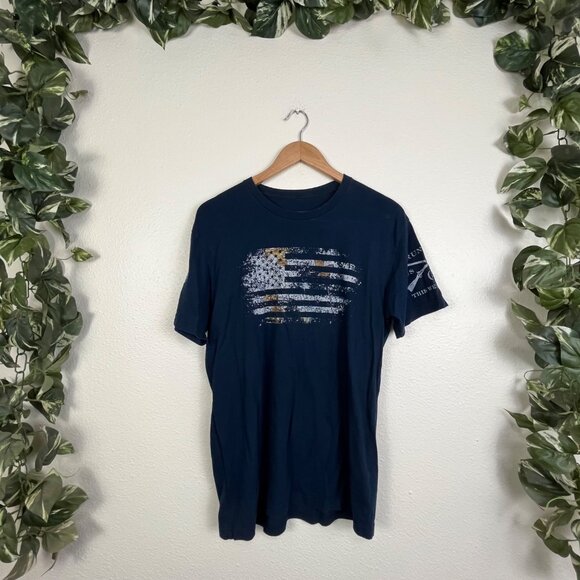 Grunt Style Woodland Camo Graphic Short Sleeve Shirt Blue Men’s Size M - Picture 1 of 7